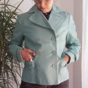 Wool Cashmere Blend Business Casual Pale Nlue Jacket